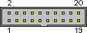 20 pin IDC male connector layout